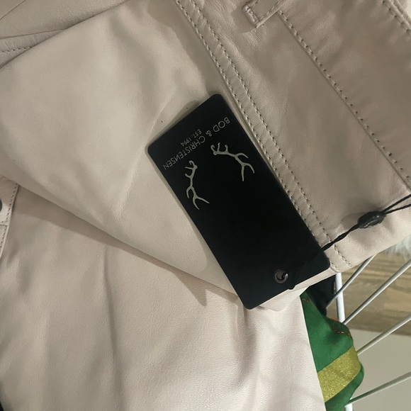 Bod & Christensen Patricia Leather Pants - cream - Sz 6 - Picture 9 of 10